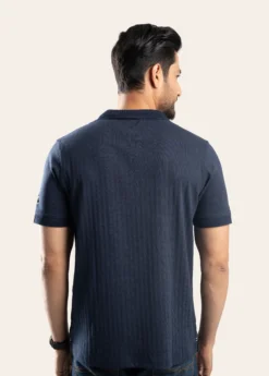 Alternative view of Prefine Premium Zipper Polo For Men-Navy