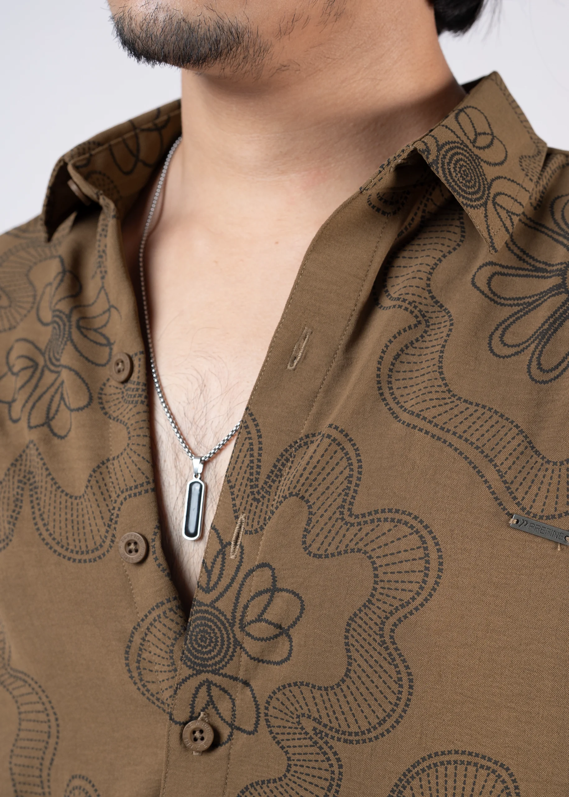 Mocha Bloom Premium Casual Shirt - Image 2