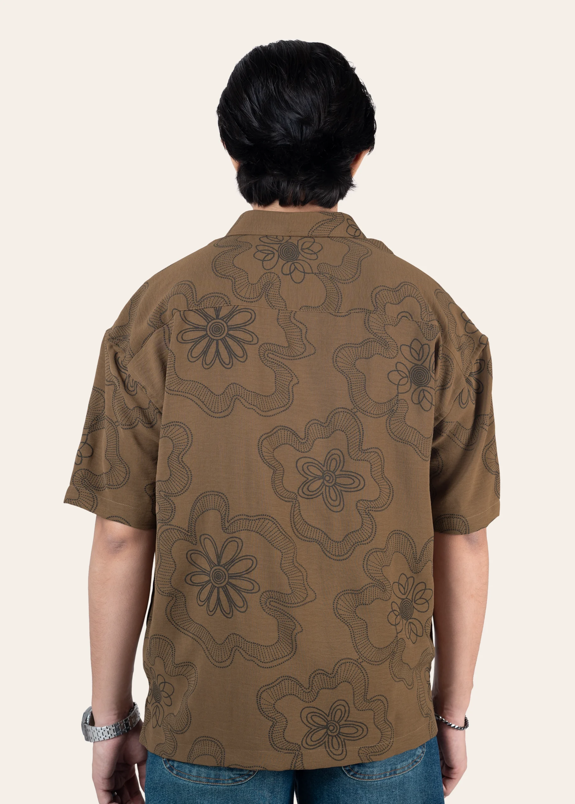 Mocha Bloom Premium Casual Shirt - Image 3